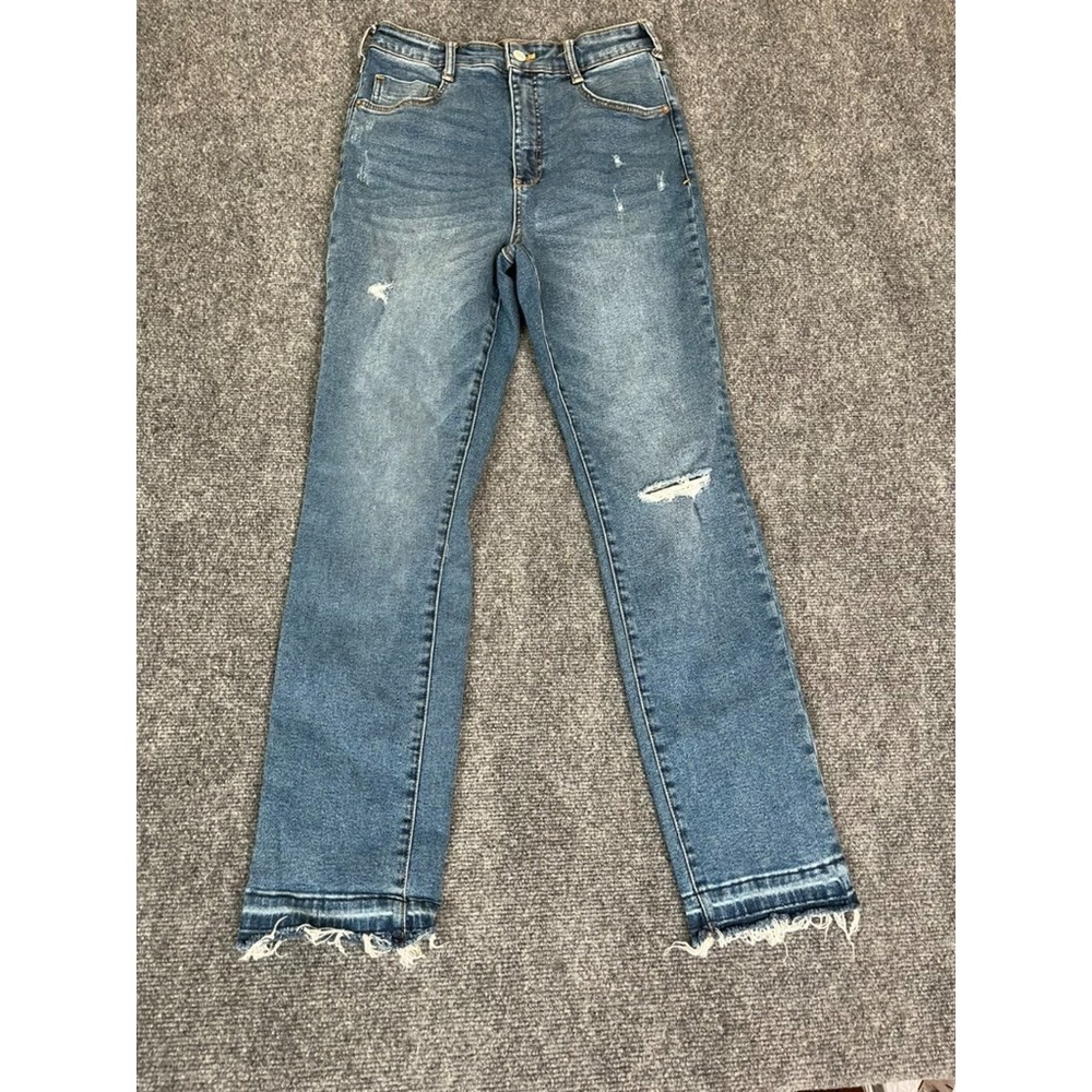 Pilcro Anthropologie Womens‎ High Rise Jeans Cigarette Raw Hem Blue Size 28